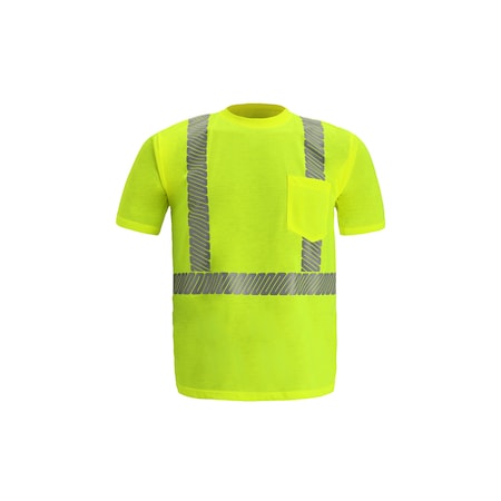 2W International Hi-Vis Short Sleeve T-Shirt, Birdseye, Lime, L TS105C-2 L